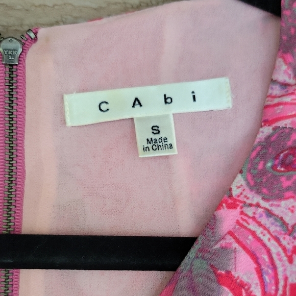 CAbi Size Small Pink Sleeveless Tank Top with Paisley Print - Picture 2 of 6